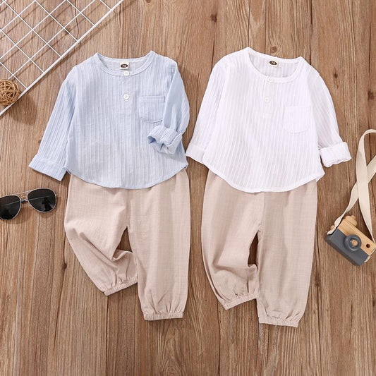 2 Piece Baby Boy Casual Solid Top and Pants