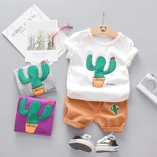 2 Piece Toddler Boys Cactus Pattern T-Shirt and Shorts