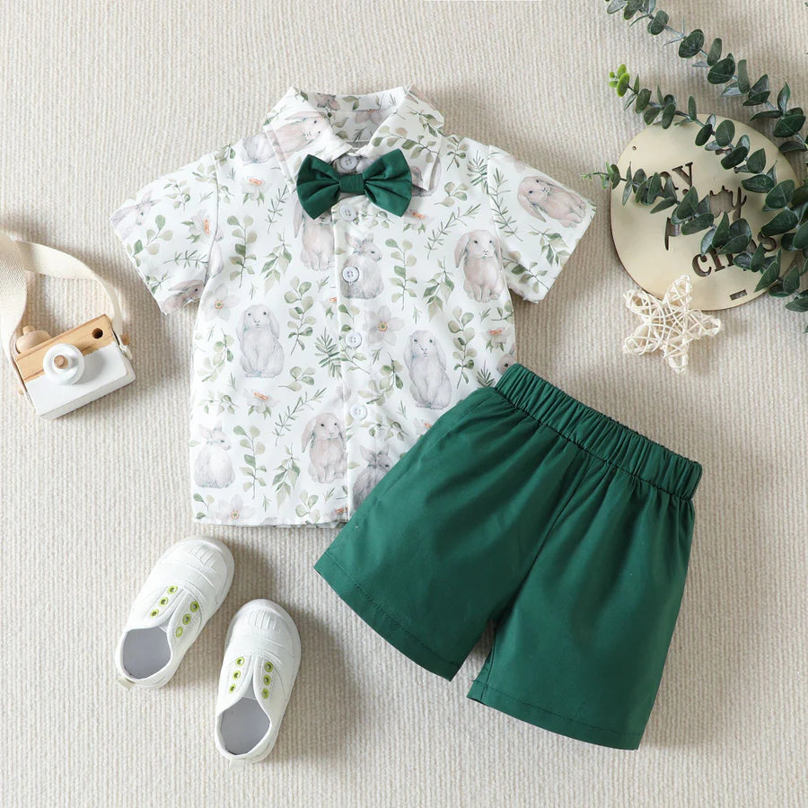 2 Piece Easter Button Up and Shorts Set