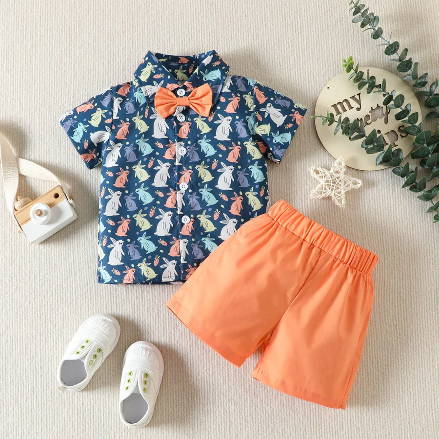 2 Piece Easter Button Up and Shorts Set