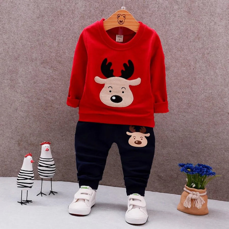 Baby-Toddler Boys Christmas Cartoon Pattern Top and Pants