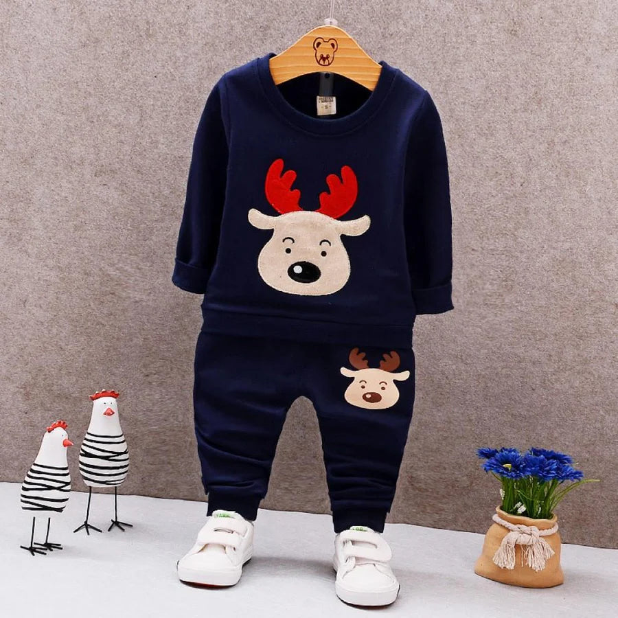 Baby-Toddler Boys Christmas Cartoon Pattern Top and Pants