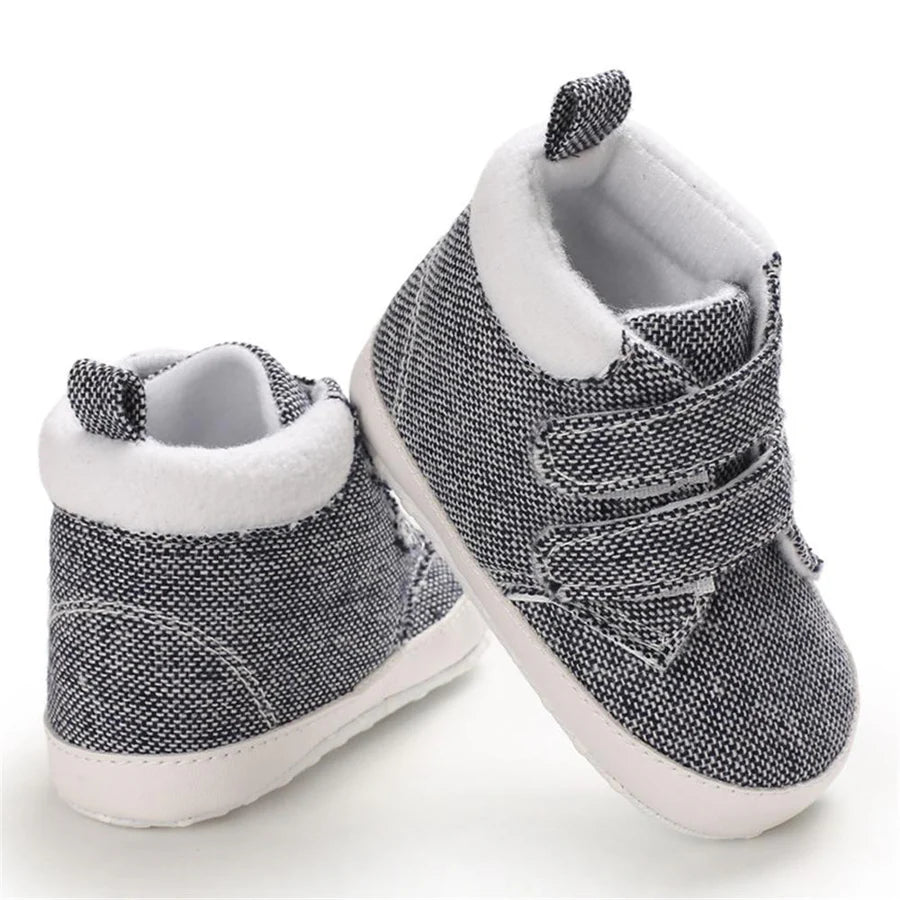 Baby Boys Canvas Magic Tape Solid High-top Sneakers