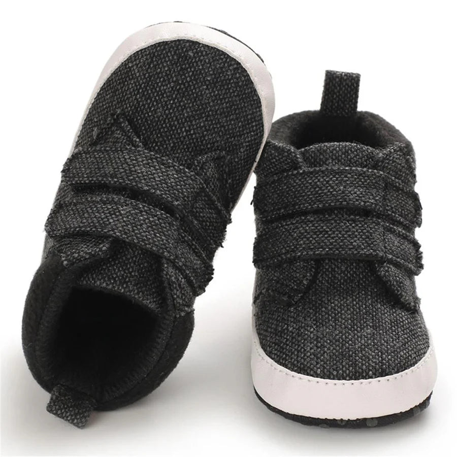 Baby Boys Canvas Magic Tape Solid High-top Sneakers