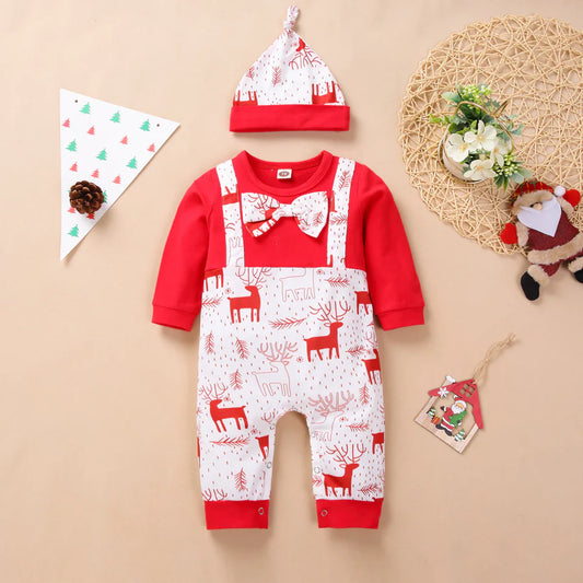 Baby Boys Christmas Elf Jumpsuit with Hat