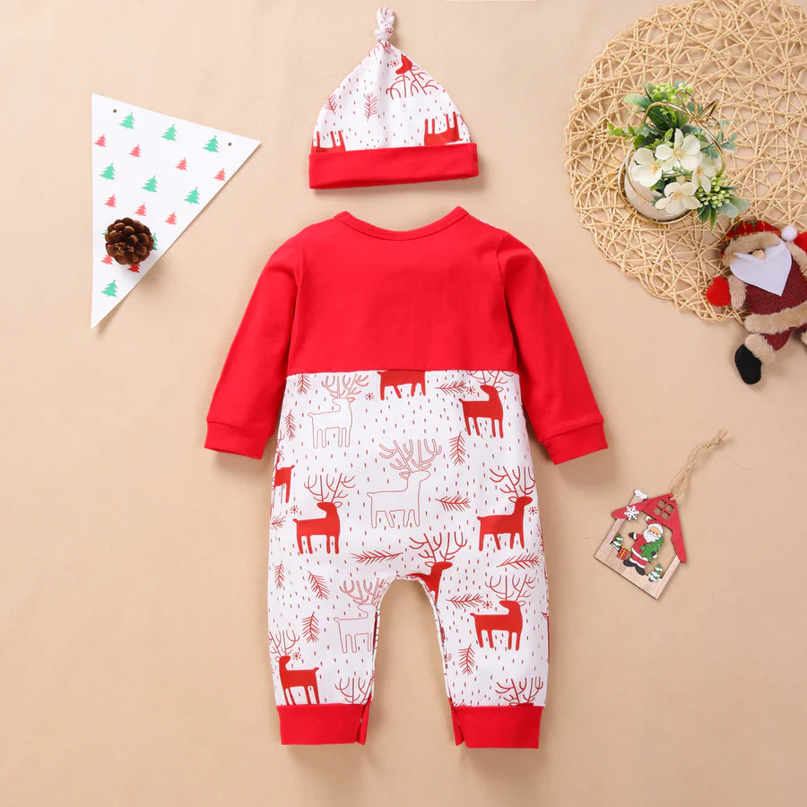 Baby Boys Christmas Elf Jumpsuit with Hat