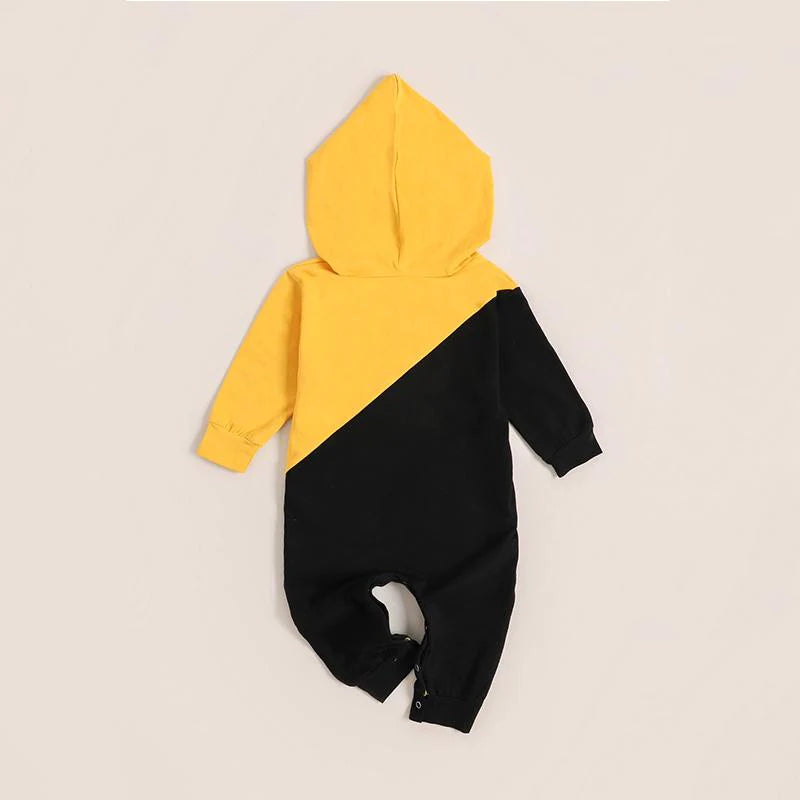 Baby Boys Colored Stripe Hooded Jumpsuit