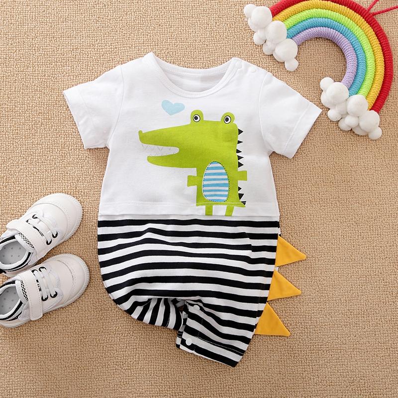 Baby Boys Crocodile Stripe Pattern Jumpsuit