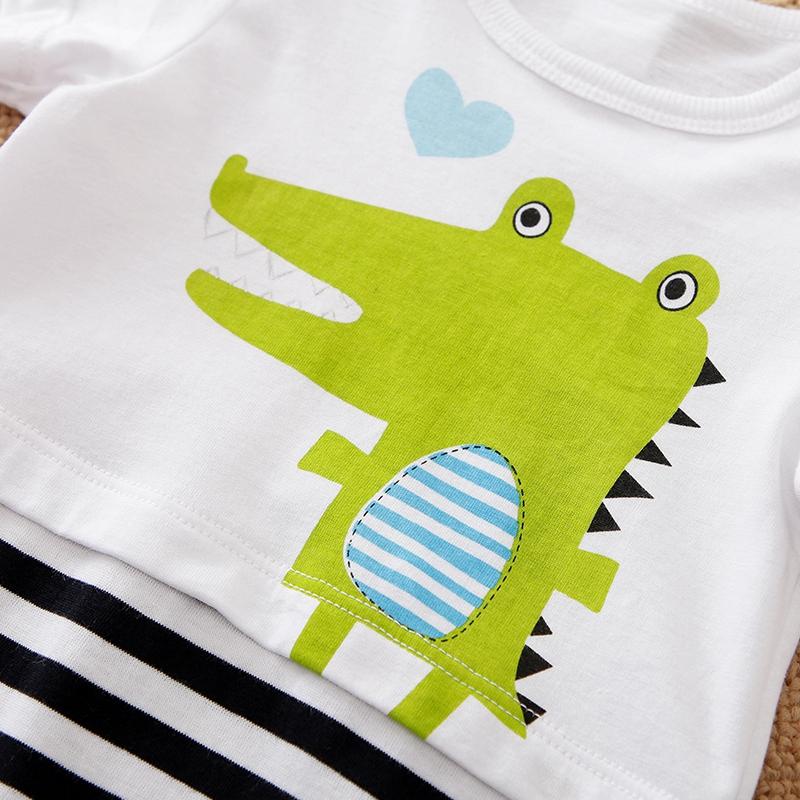 Baby Boys Crocodile Stripe Pattern Jumpsuit