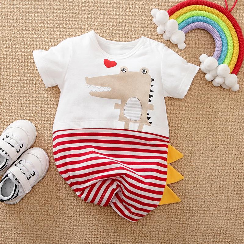 Baby Boys Crocodile Stripe Pattern Jumpsuit