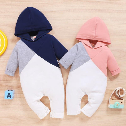 Baby Boys Cross Color Hooded Jumpsuit