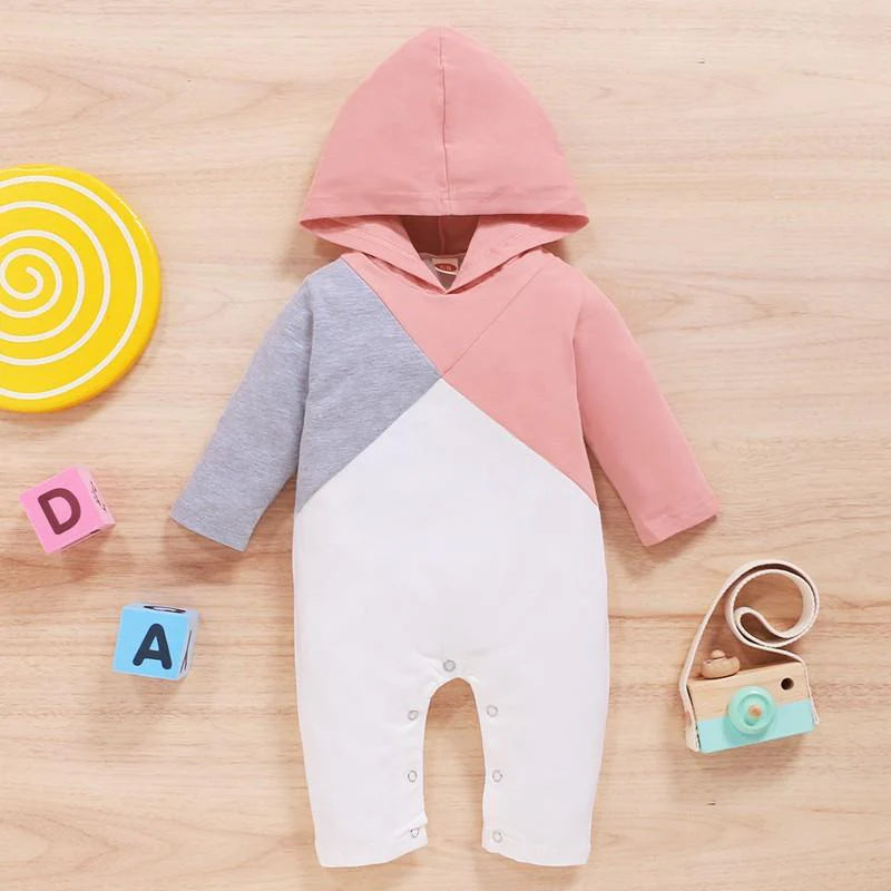 Baby Boys Cross Color Hooded Jumpsuit