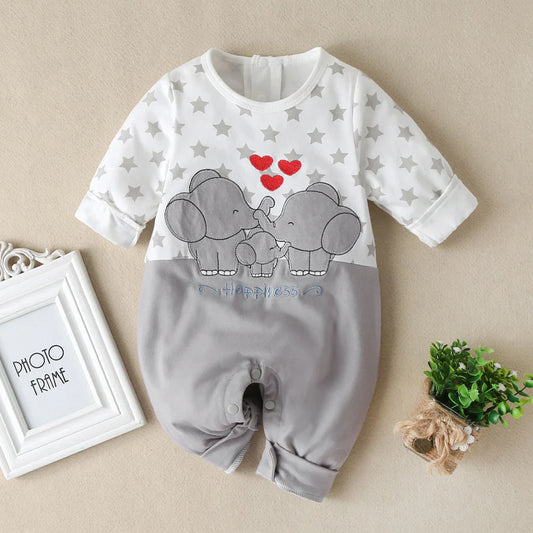 Baby Boys Cute Elephant Embroidered Jumpsuit