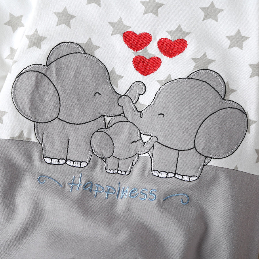 Baby Boys Cute Elephant Embroidered Jumpsuit