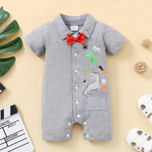 Baby Boys Dinosaur Pattern Bow Jumpsuit