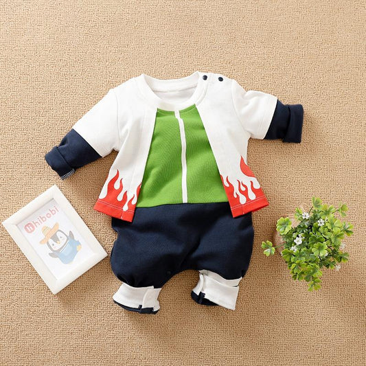 Baby Boys Flame Printed Jumpsuit