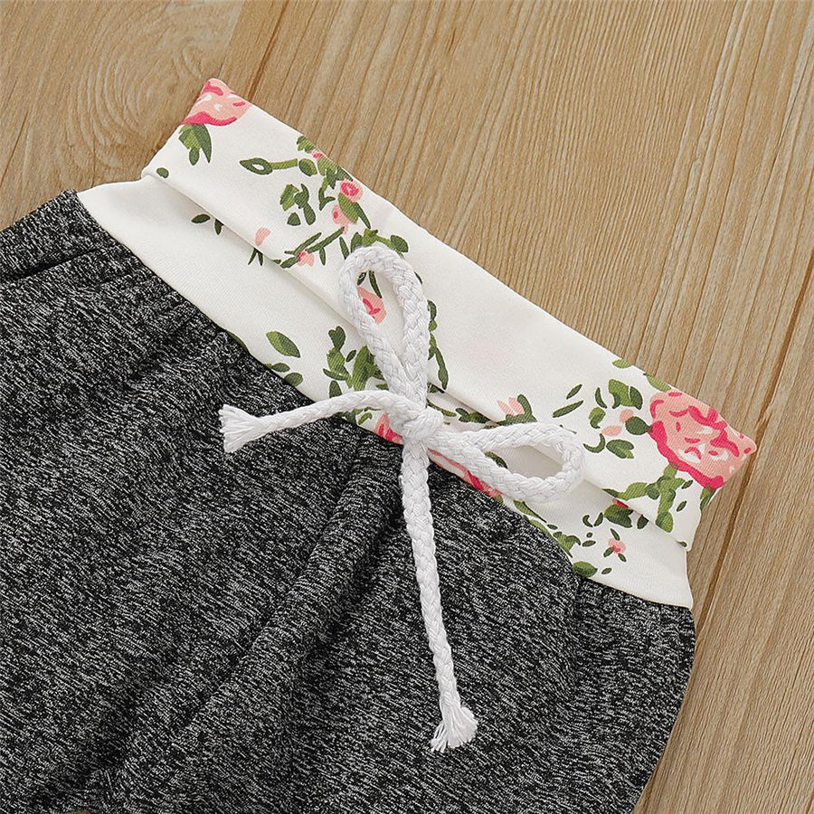 Baby Boys Flower Print Hoodie Long Sleeve Top and Pants