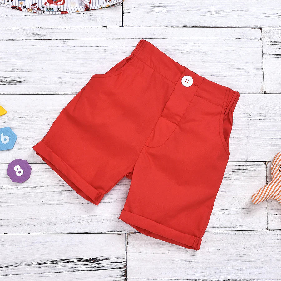 Baby Boys Lapel Gentleman Shirt with Bow and Shorts