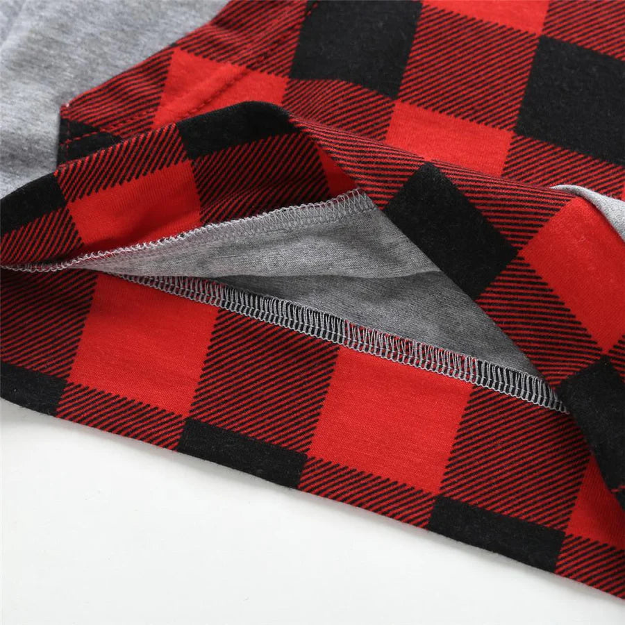 Baby Boys Long Sleeve Plaid Hoodie and Pants Suit