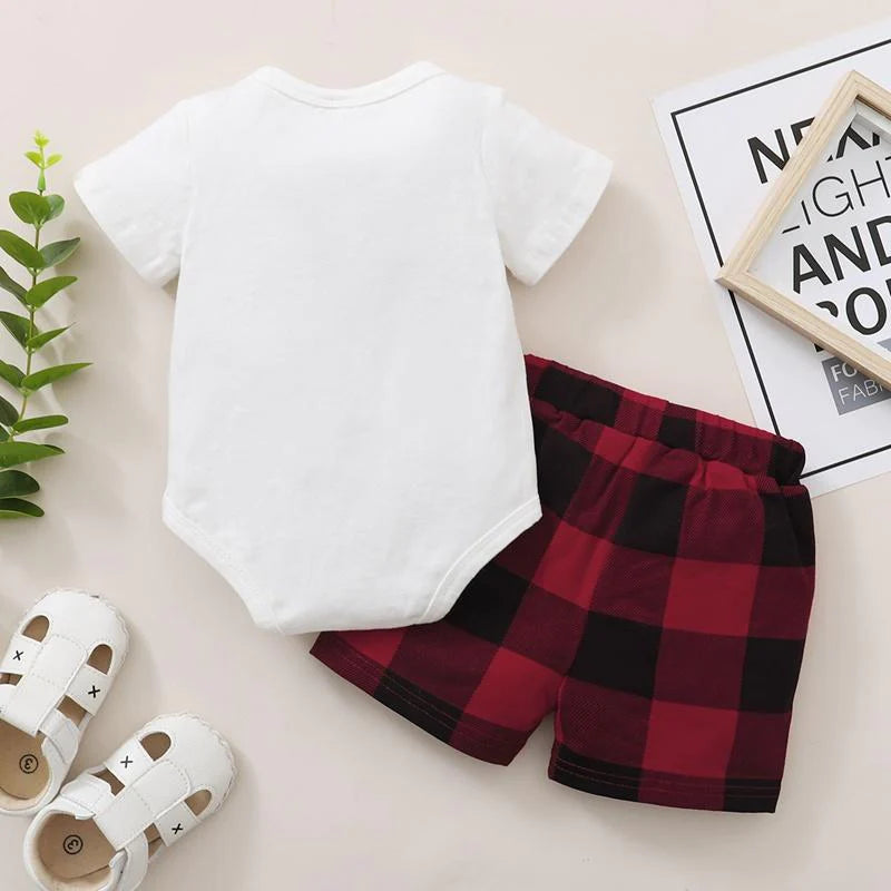 Baby Boys MrWonderful Romper and Plaid Shorts