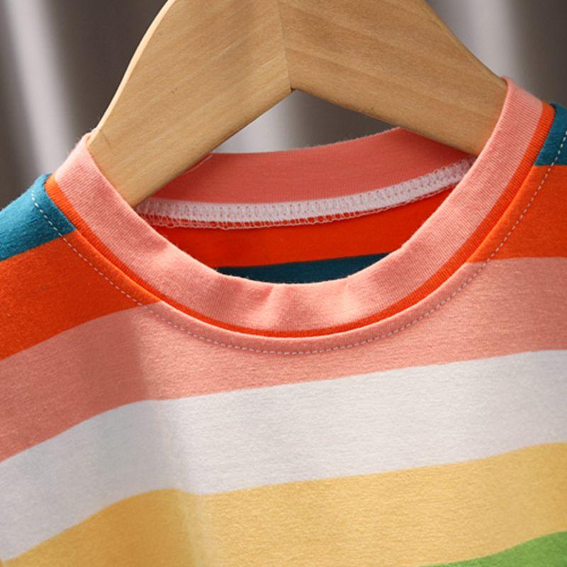 Baby Boys Multicolor Stripes Shirt and Denim Style Shorts