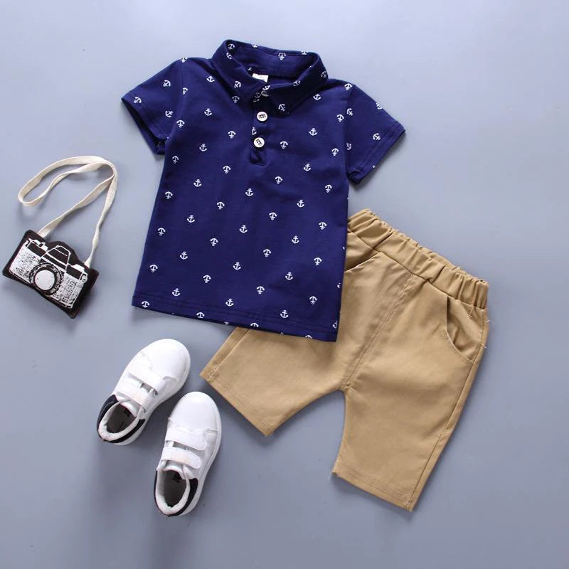 Baby Boys Polka Dot Polo and Shorts Set