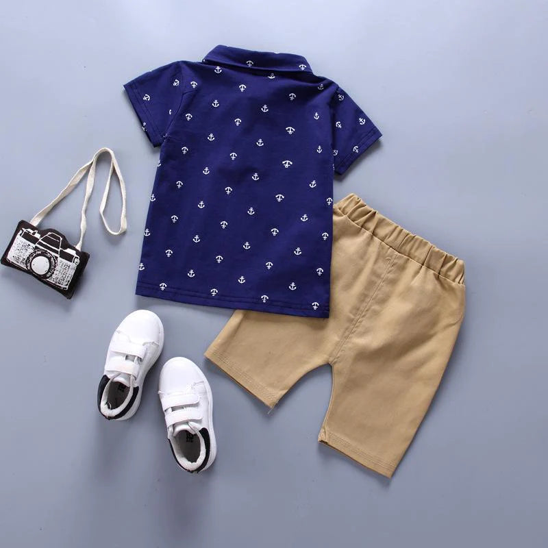 Baby Boys Polka Dot Polo and Shorts Set