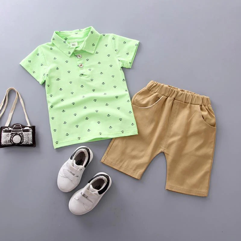 Baby Boys Polka Dot Polo and Shorts Set