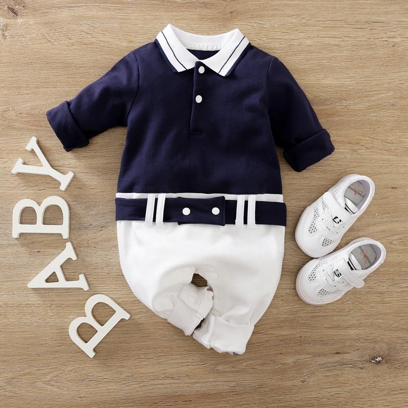 Baby Boys Polo and Slacks Styled Jumpsuit