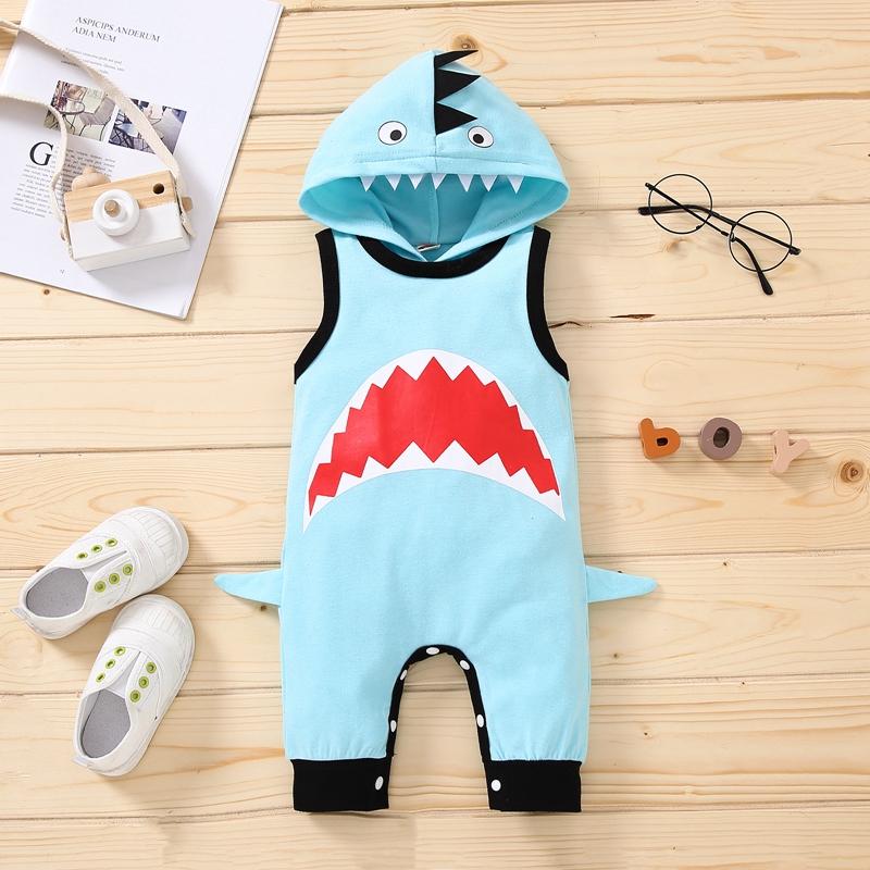 Baby Boys Shark Pattern Jumpsuit