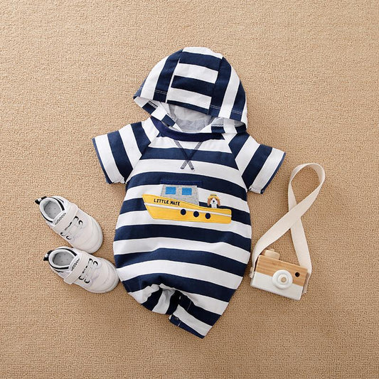 Baby Boys Steamship Stripe Pattern Jumpsuit