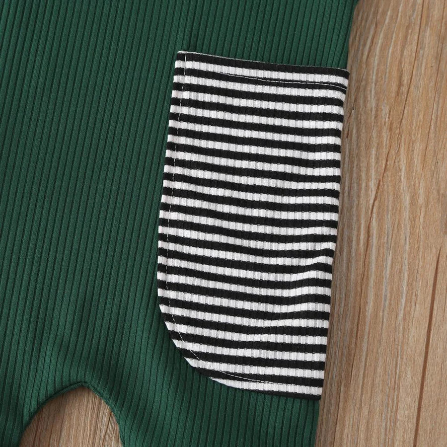 Baby Boys Striped Sleeveless Pocket Romper