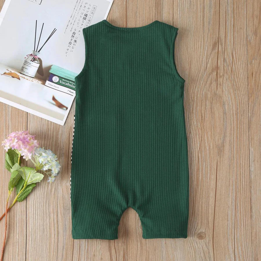 Baby Boys Striped Sleeveless Pocket Romper