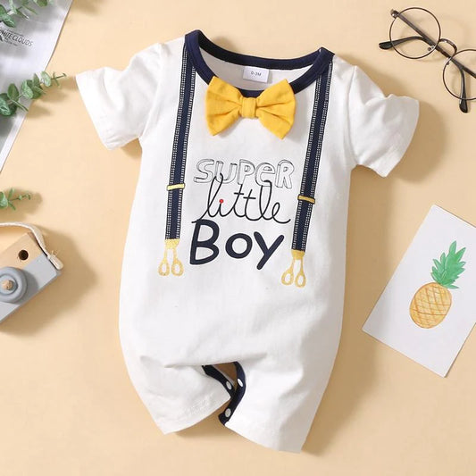 Baby Boys Tie Decor Pattern Jumpsuit