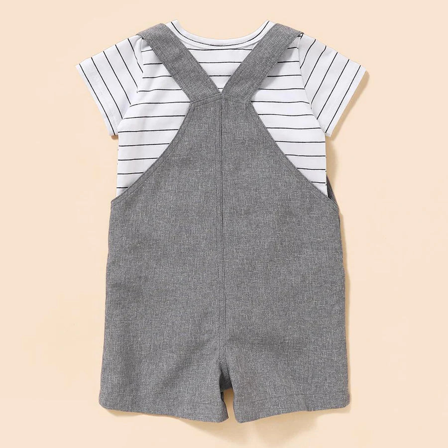 Baby Boys Unisex Striped Short Sleeve Romper and Overalls