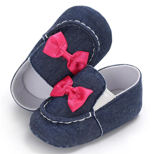 Baby Girls Bow Decor Slip On Flat Shoes