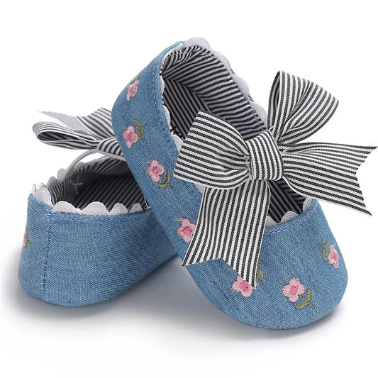 Baby Girls Bow Embroidered Princess Shoes