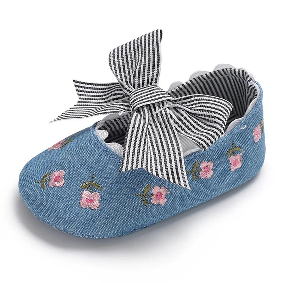 Baby Girls Bow Embroidered Princess Shoes