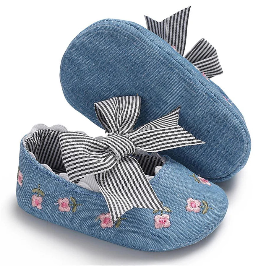 Baby Girls Bow Embroidered Princess Shoes