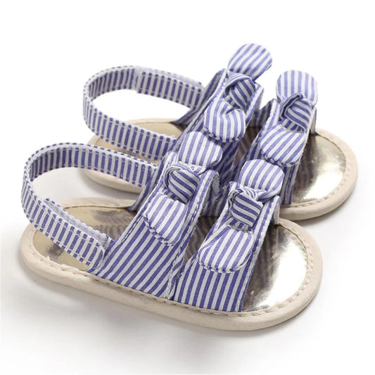 Baby Girls Bow Striped Magic Tape Sandals