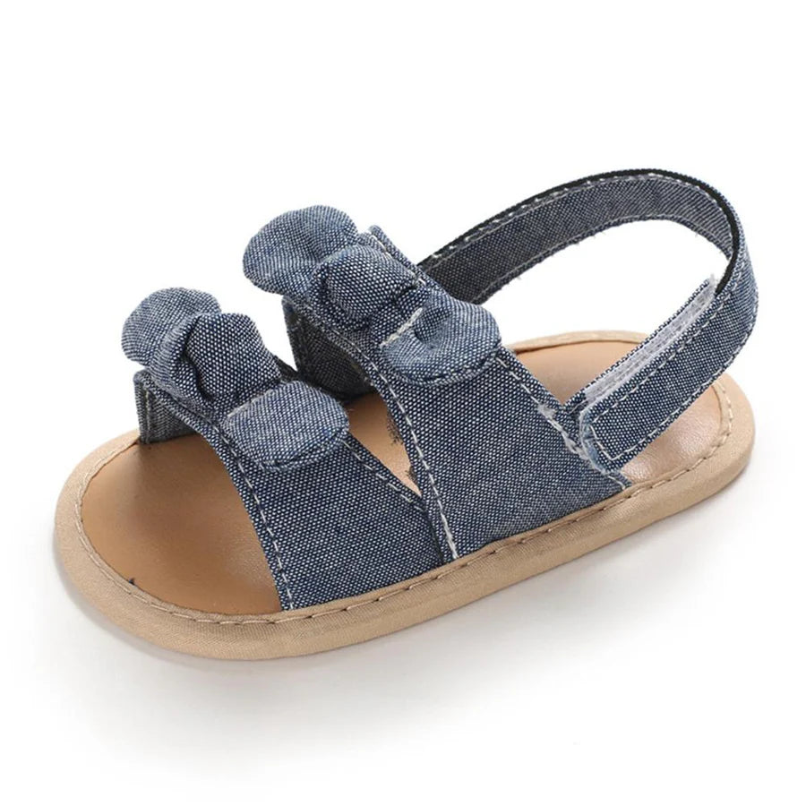 Baby Girls Bow Striped Magic Tape Sandals