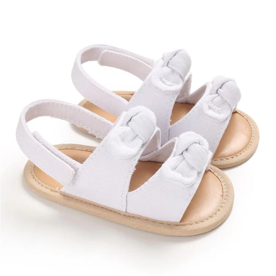 Baby Girls Bow Striped Magic Tape Sandals