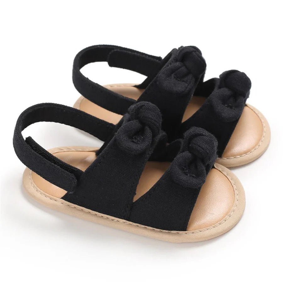 Baby Girls Bow Striped Magic Tape Sandals