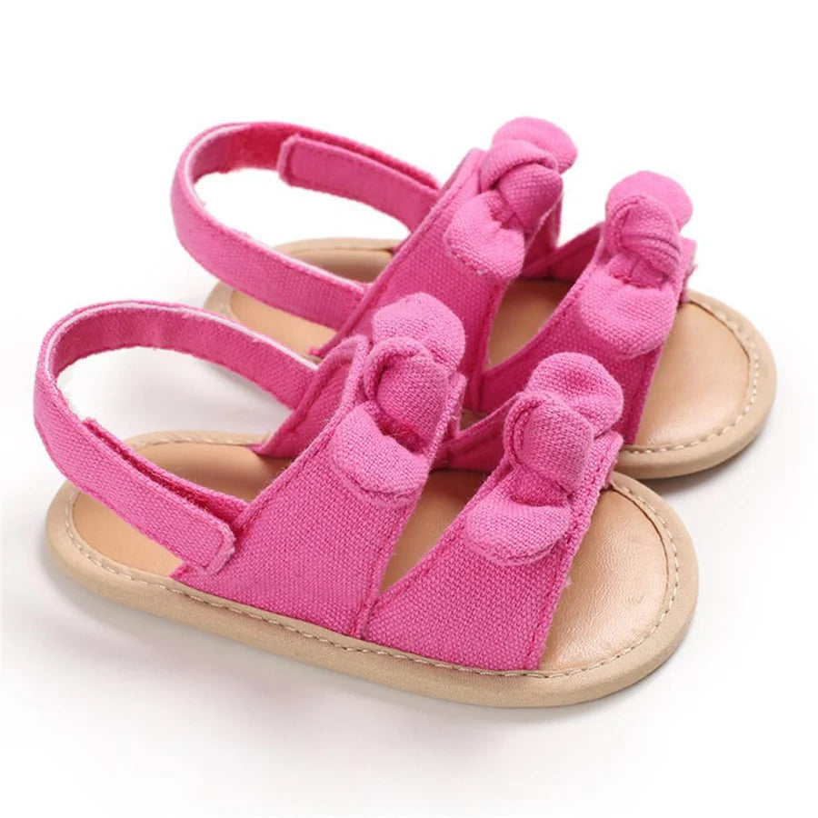 Baby Girls Bow Striped Magic Tape Sandals