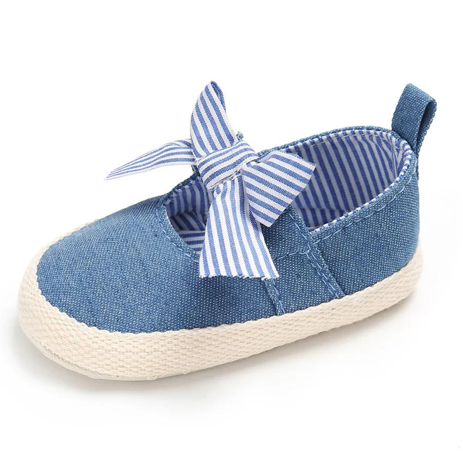 Baby Girls Canvas Bow Decor Flat Shoes