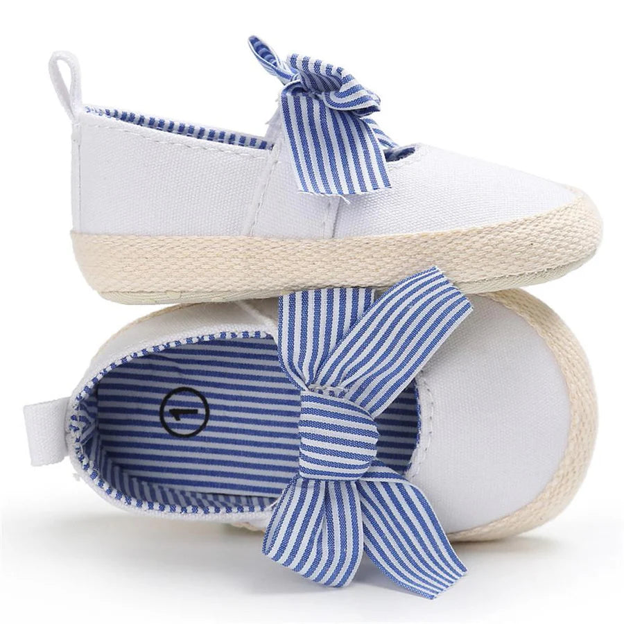 Baby Girls Canvas Bow Decor Flat Shoes