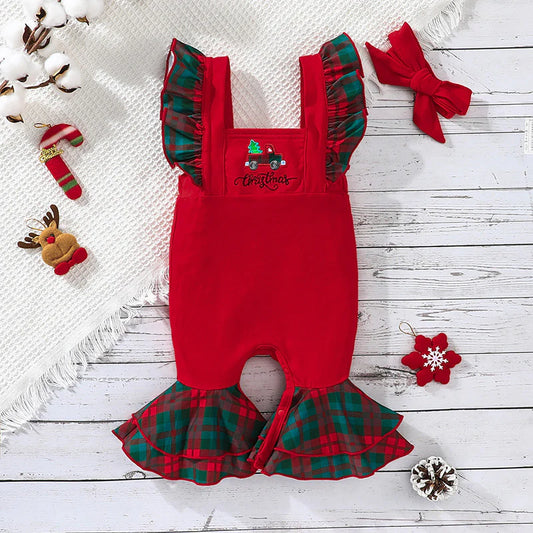 Baby Girls Christmas Sleeveless Flared Jumpsuit