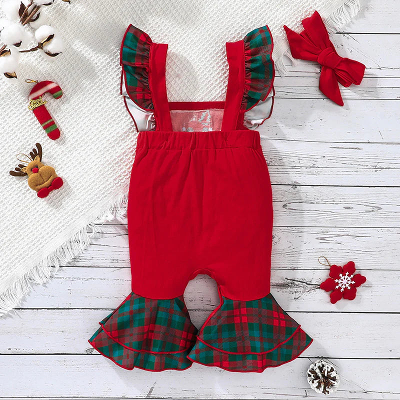 Baby Girls Christmas Sleeveless Flared Jumpsuit