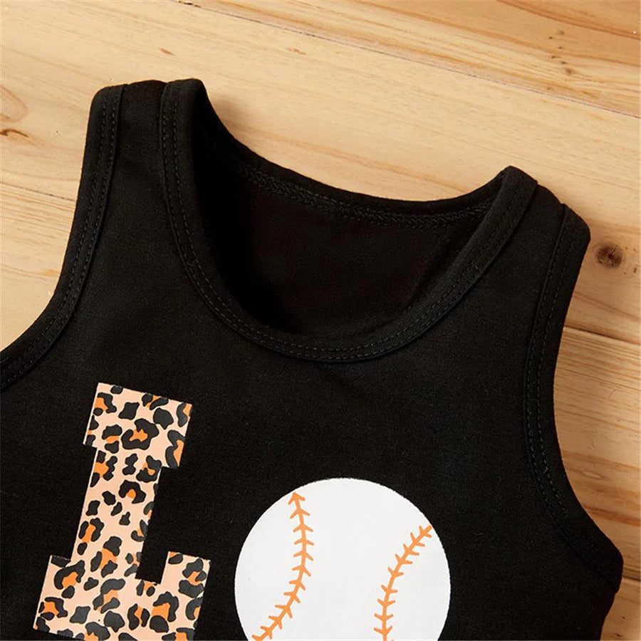 Baby Girls Leopard Love Sleeveless Top and Shorts