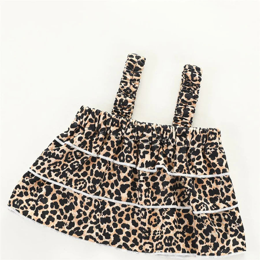 Baby Girls Leopard Print Tank Top and Tie Shorts